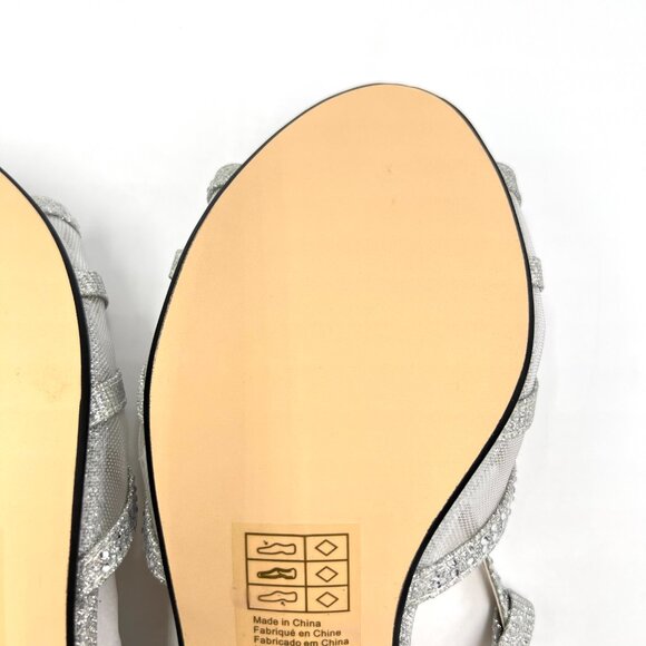 7W 7 WIDE WIDTH Touch Ups Clara Silver Low Kitten Heels Dress Sandals Shoes - Picture 10 of 14